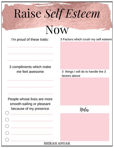 (Free Printable) Raise Your Self-Esteem Now — Shikah Anuar | Self esteem activities, Self esteem ...