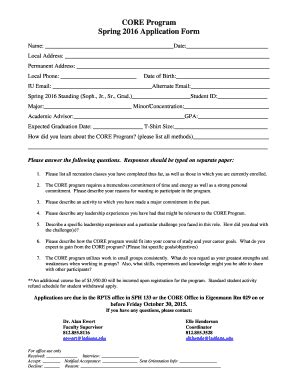 Fillable Online indiana Spring 2016 Application Form Fax Email Print ...