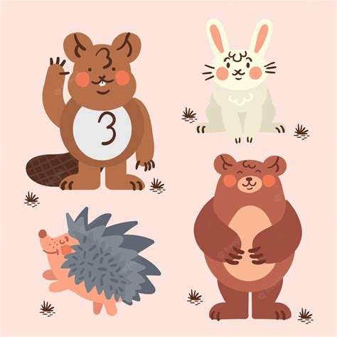 Free Vector | Autumn forest animals set draw