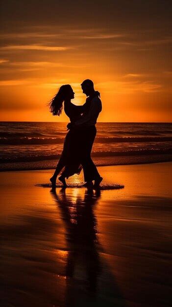 A couple dancing on a beach at sunset | Premium AI-generated image