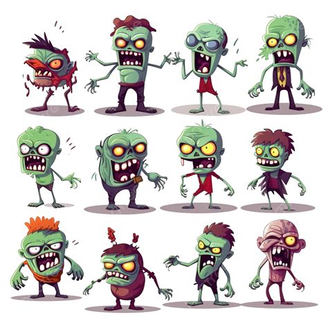 Zombie Halloween Vector Characters Set Scary Zombie Halloween Monster Character Creature ...