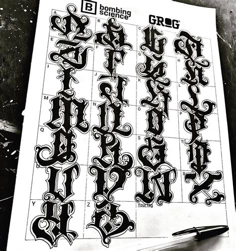 Chicano Tattoo Lettering Alphabet