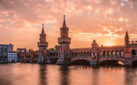 Berlin, Germany, river, bridge, evening, sunset wallpaper | travel and ...