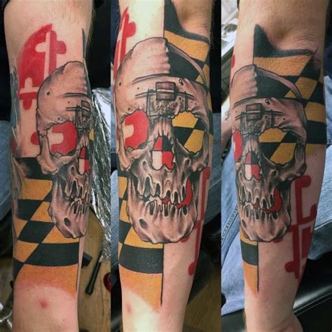 50 Maryland Flag Tattoo Ideas For Men - State Flag Designs