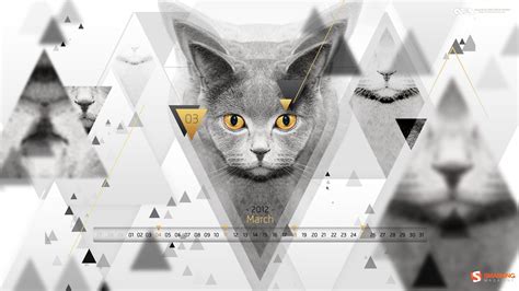 the golden eyed cat-March 2012 calendar desktop themes wallpaper Preview | 10wallpaper.com