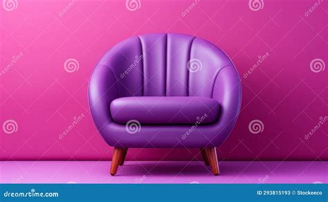 Vibrant Purple Leather Chair Against Pink Wall - 3d Render Stock ...