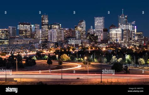 DENVER,CO - OCTOBER 7: Denver night skyline from across the South ...