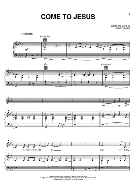 Come To Jesus" Sheet Music by Mindy Smith for Piano/Vocal/Chords ...