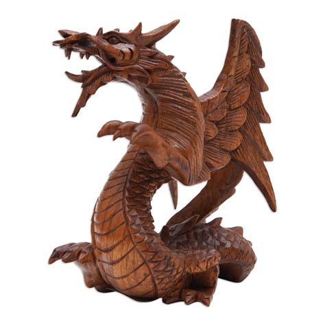 UNICEF Market | Balinese Hand Carved Wood Dragon Sculpture - Guardian ...