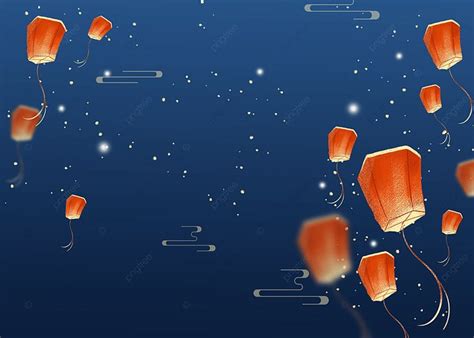 Floating Colorful Lanterns Background For Zhongyuan And Obon Festivals, Lantern, Cartoon ...