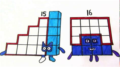 NUMBERBLOCKS 15 AND 16 LEARN TO DRAW - COLORING PAGE FOR KIDS ...