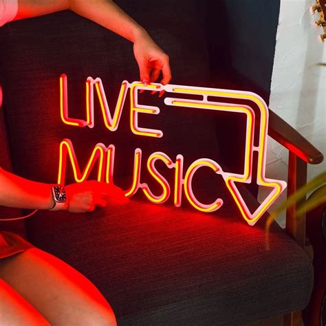 Live Music Neon Sign Neon Sign, Neon Led, Home Decor, Music Decor, Bar ...