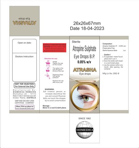 BUY Atrasha Eye drops - Atropine Sulphate (Preservative Free) 0.05%w/w ...