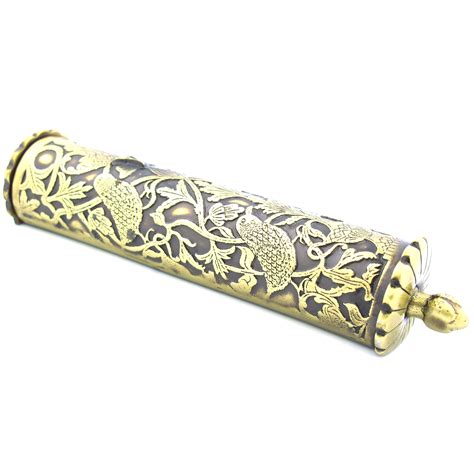 Esther's Scroll Mezuzah Case in Brass - Mezuzah Master