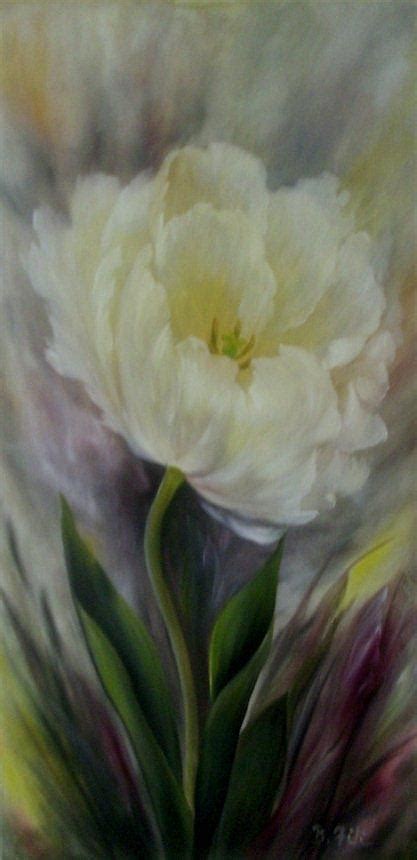 White Tulip Painting by Blerta Fili - Fine Art America