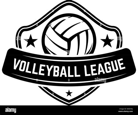 Emblem template with volleyball ball isolated on white background. Design element for logo ...