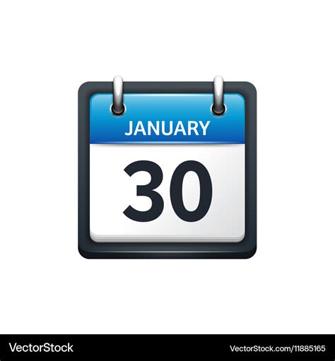 January 30 calendar icon flat Royalty Free Vector Image