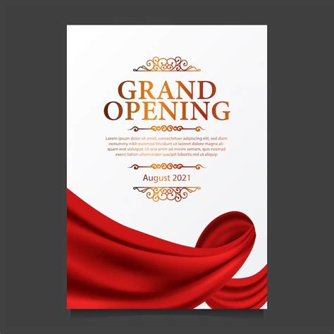 Premium Vector | Grand opening card template with illustration of red curtain silk