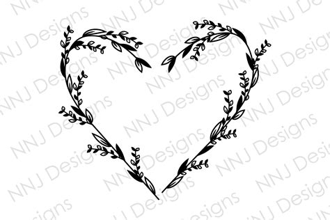 Floral Heart Wreath SVG Leaf Frame Graphic by NNJ Designs · Creative Fabrica