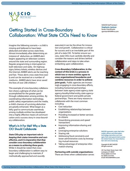 Getting Started in Cross-Boundary Collaboration: What State CIOs Need to Know - NASCIO