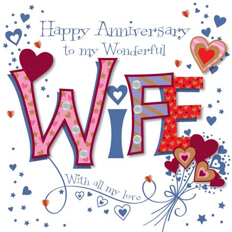 Wonderful Wife Happy Anniversary Greeting Card | Cards | Love Kates