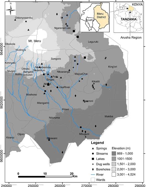 A map of Meru district showing sampling location | Download Scientific Diagram