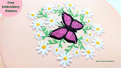 Floral Butterfly Embroidery Beginners Tutorial🦋Beautiful Hoop Art🦋Hand Embroidery Design PDF ...