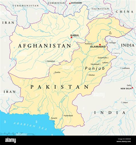 Afghanistan and Pakistan Political Map Stock Photo - Alamy