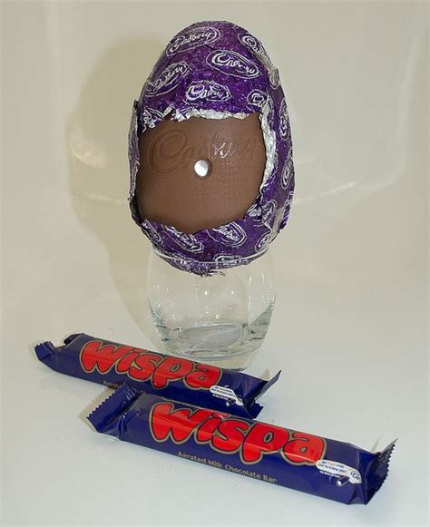 Cudbury wispa easteregg with the typical purple packaging the purple represents luxury. Gaffer ...