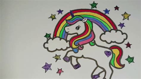 How to draw and color a rainbow unicorn for kids - YouTube