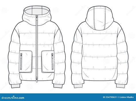 Puffer Jacket Template. Cartoon Vector | CartoonDealer.com #77997345