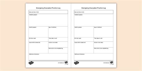 Emergency Evacuation Practice Log (teacher made)