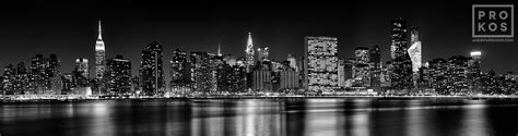 Panoramic Skyline of Midtown Manhattan at Night (B&W) - HD Black ...