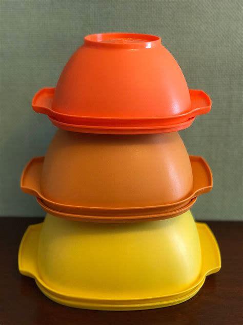 Vintage Tupperware Harvest Servalier Containers, Orange and Yellow ...