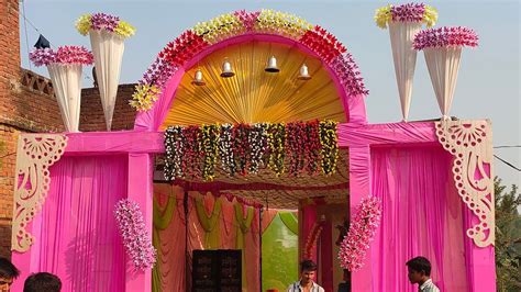 Flower decoration Mata ji ka pandal decoration 10 by 20 mein pandal decoration Mata ji ka manda ...