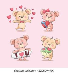 Valentine Teddy Bear Love Couple Cartoon Stock Vector (Royalty Free) 2205094909 | Shutterstock