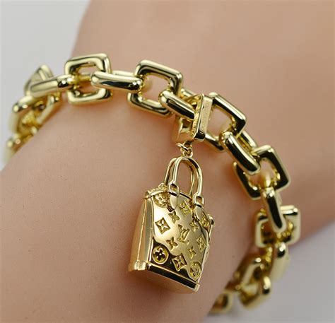 Louis Vuitton Solid 18K Gold Charm Bracelet with Purse Charm 3.80 ...