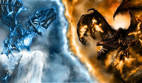 Fire Dragon vs Ice Dragon | ice dragon vs fire dragon, ice dragon, fire dragon | Fire and ice ...