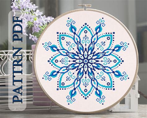 Mandala Snowflake Cross Stitch pattern PDF crystal | Etsy | Snowflake ...