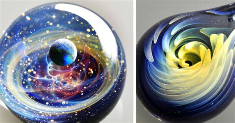 Space Glass: Planets And Galaxies Trapped In Tiny Glass Pendants By Japanese Artist | Bored Panda