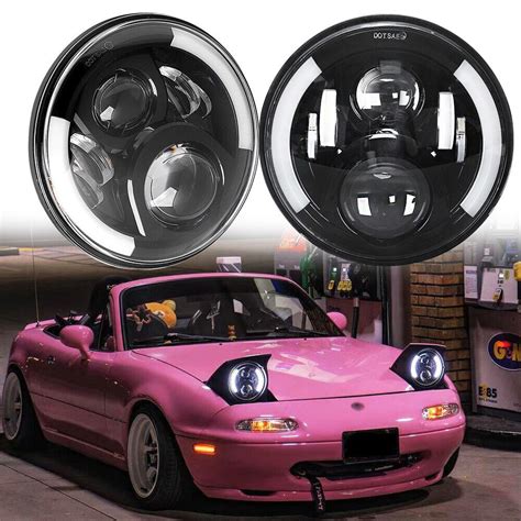 2x For Mazda Miata MX-5 MX5 1990-1997 DOT 7" inch Round LED Headlights Halo DRL | eBay