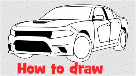 How to draw a car DODGE CHARGER SRT - YouTube