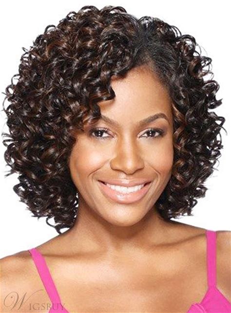 African American Kinky Curly Shoulder Length Synthetic Capless Women Wigs 12 Inches: Wigsbuy.com