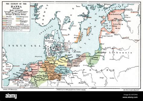 Map of the extent of the Hanseatic League in about 1400. Artist: Unknown Stock Photo - Alamy