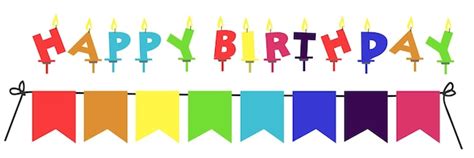 Premium Vector | Birthday candles with colorful font design bright festive happy birthday ...