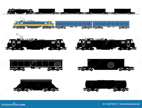 Freight train silhouette. stock vector. Illustration of industrial ...