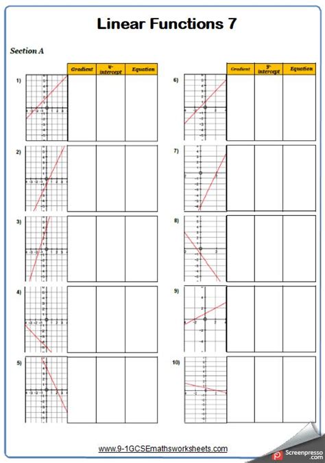 Straight Line Graph Questions Worksheet - Graphworksheets.com