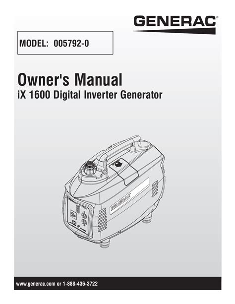 Generac iX1600 0057921 Portable Generator Manual | Manualzz