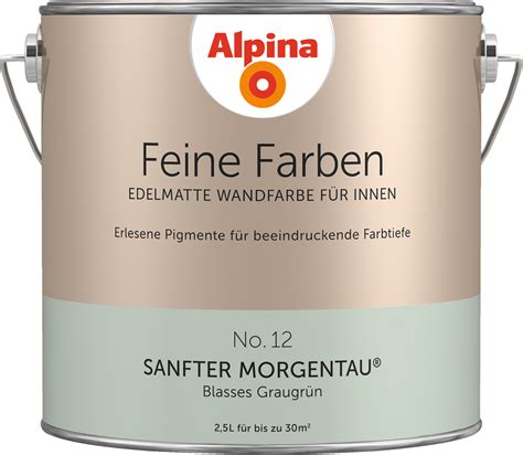Alpina Feine Farben No. 12 „SANFTER MORGENTAU“ - Blasses Graugrün Home Wall Painting, Bedroom ...