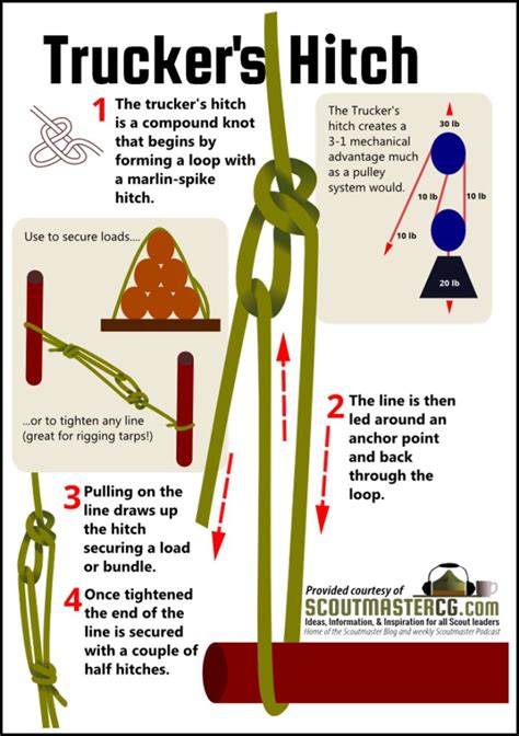 trucker's hitch | Survival knots, Knots guide, Knots